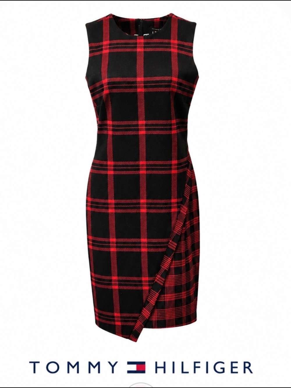 Tommy Hilfiger Black and Red Plaid Sheath Dress